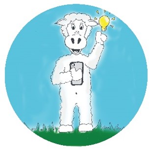 Cartoon of upright horse holding mobile phone, with lightbulb shining next to head
