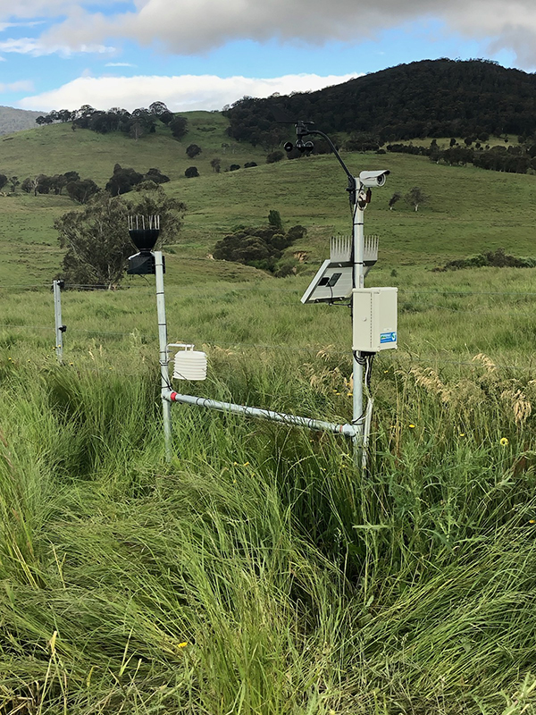 Soil probes at the edge of a field.