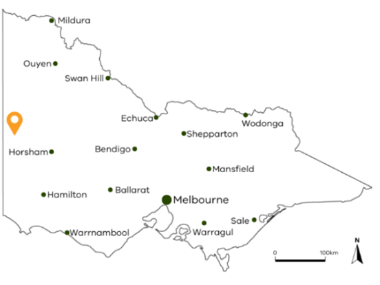 Map showing location of Yarrock Farm in far west Victoria