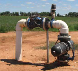 Example of a secondary filter and control valve positioned in a field 