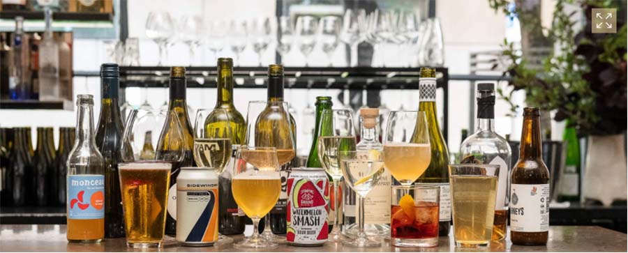 bar display of Victorian drinks as part of the drink victoria initiative