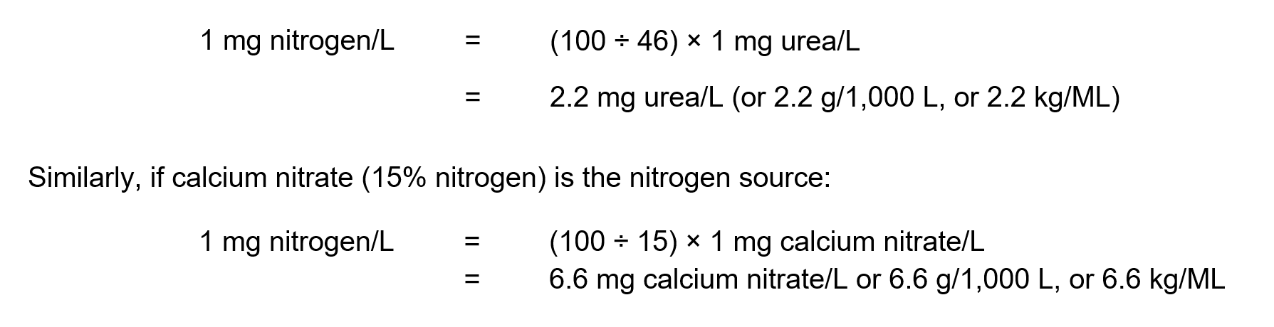 Image of equation for nitrogen source