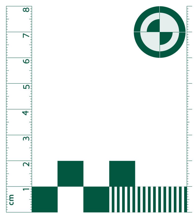 Illustration of graduated ruler divided into centimetres and millimetres.