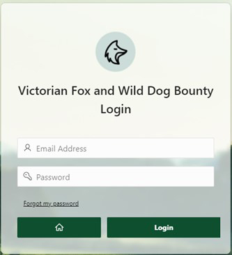 Login screen with email address and password