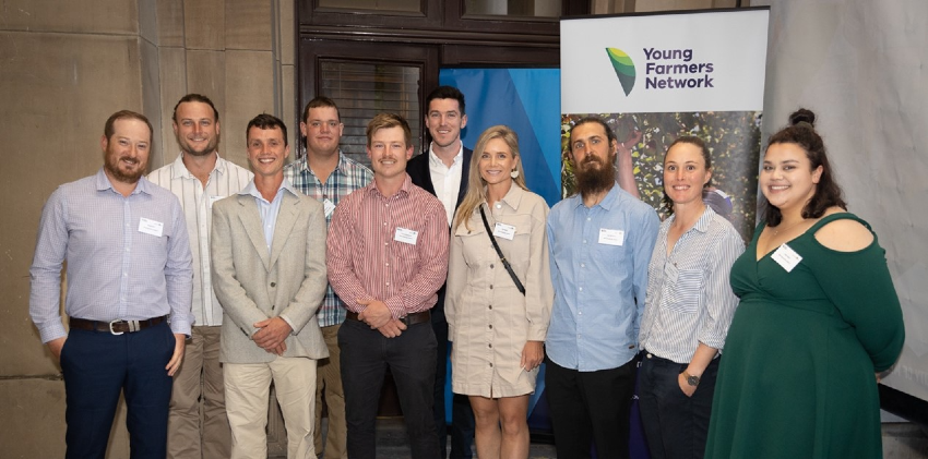 Recipients of the 2022 Young Farmers Scholarships smiling at the Scholarship Awards ceremony held at the Melbourne Town Hall.