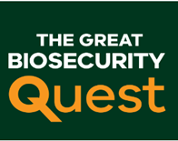 Image of the Great Biosecurity Quest logo with a green background.