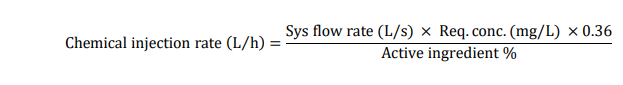 Image of Chemical injection rate equation for chlorine and hydrogen peroxide