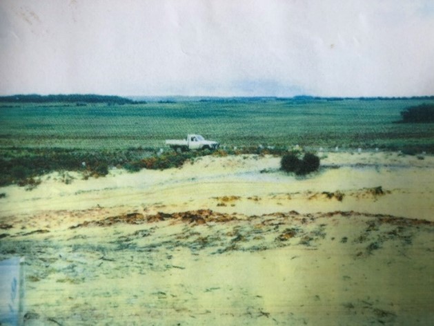 A historical image of part of the farm where fragile sandy soils are degraded.