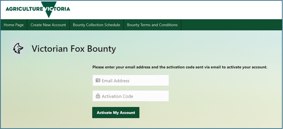 Screenshot of a login page to the fox bounty portal