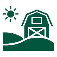 Icon image of farm with the sun above