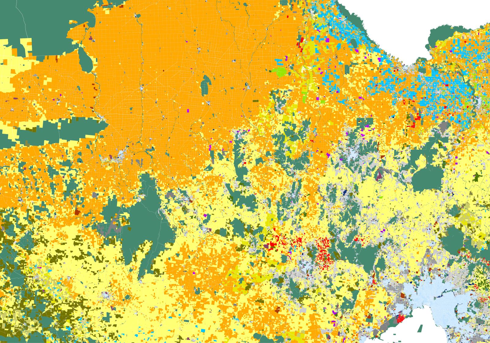 Map showing colour-coded parcels of land in north-west Victoria