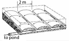 Example of a hump and hollow base where drainage pipes are added between rows of narrow humps 2 metres wide