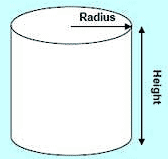 The radius of a tank is half the diameter (the width across) and the height is the length from top to bottom