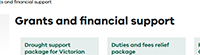 Part-screenshot of H1 page heading &lsquo;Grants and financial support'.