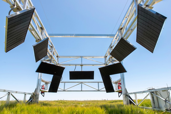 View of infrared heating panels attached to a FATE trolley.