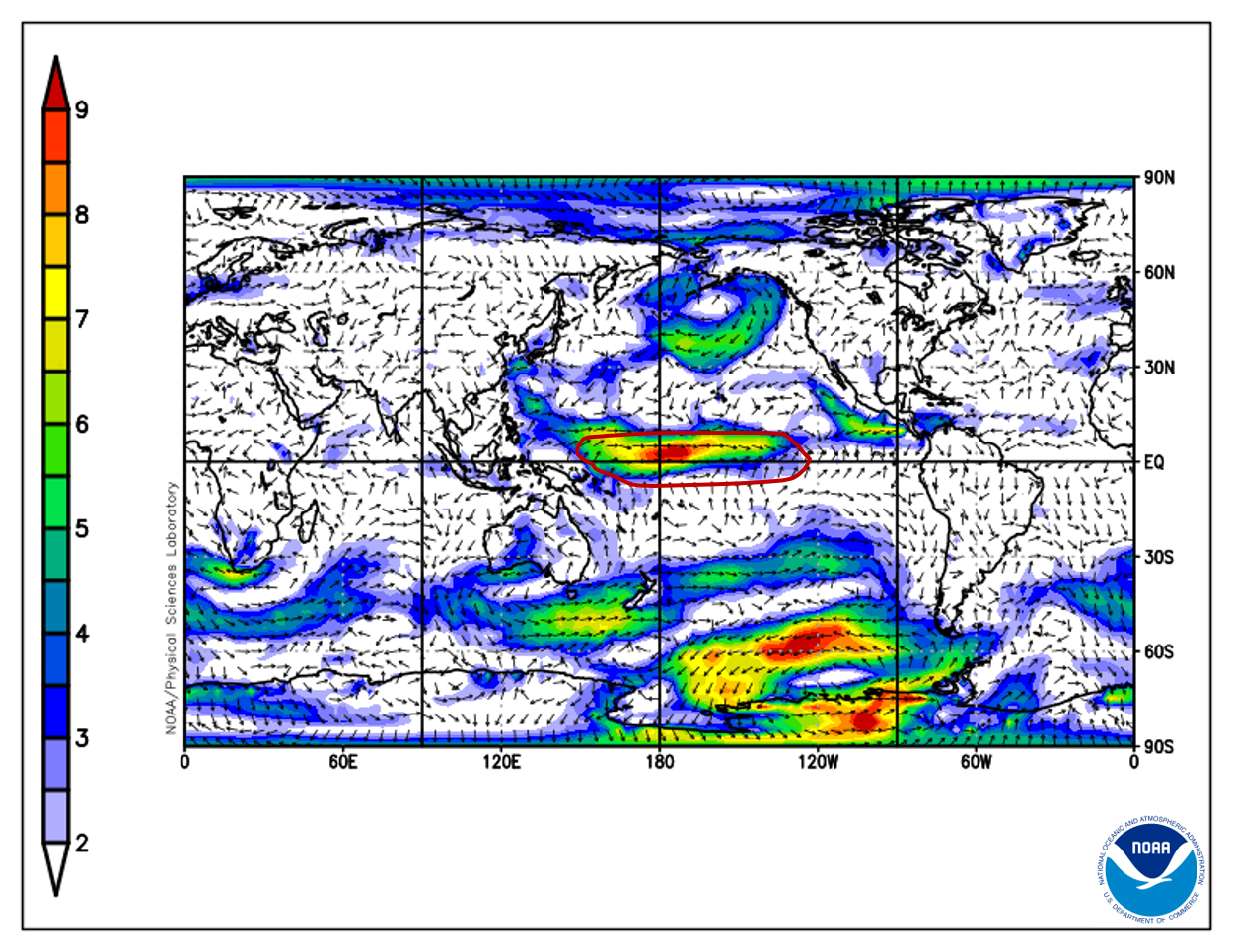 Winds have been stronger westerly across the western half of the equatorial Pacific Ocean. Winds have been slightly stronger easterly and south-easterly around Sumatra.