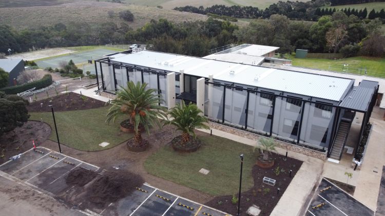 Aerial view of completed student building works at Marcus Oldham College. An aerial view of completed student building works at Marcus Oldham College