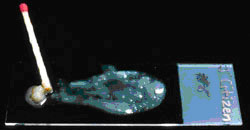 Matchstick with crushed larva pooling on the slide