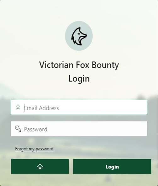 Login screen with email address and password