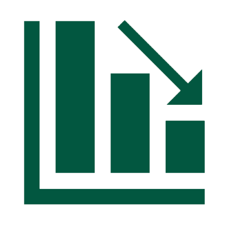 Graph with downward trend icon