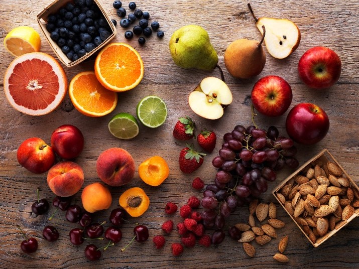 Image of fruits and nuts selection.