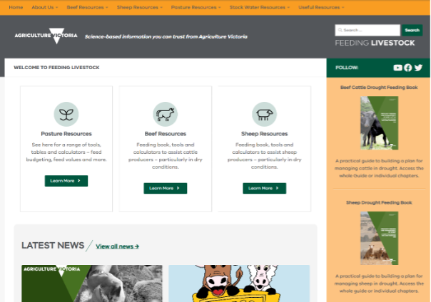 Home page of Feeding Livestock website