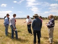 6 people standing in a field