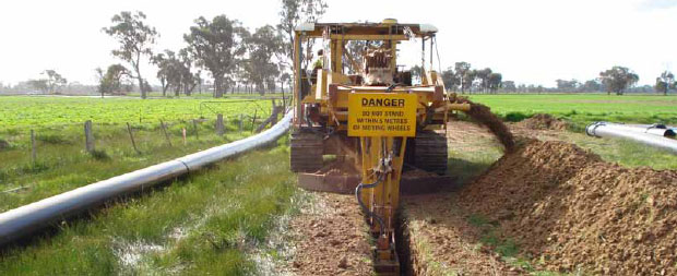 Trenching prior to installation of pipe