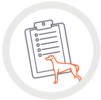 Icon of greyhound and clipboard