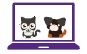 Laptop with cat and dog on screen