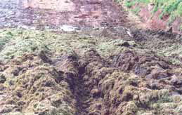 Deep groove in a muddy silage stack