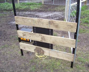 Figure 3 One half of the single file walkway created out of two steel posts joined by horizontal timber rails