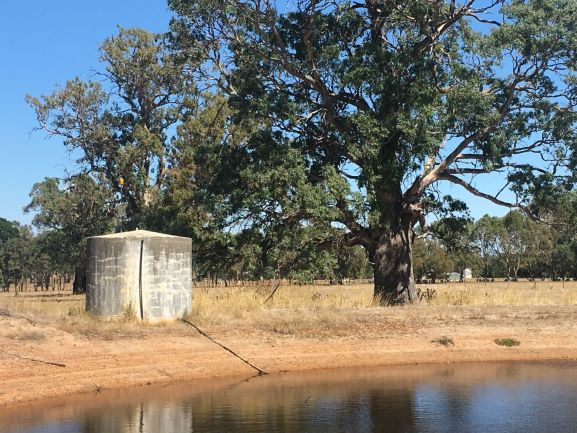 22,000 litre tank on the bank of a turkey nest dam