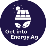 Logo of sun, solar panels and a planet above the words 'Get into Energy.Ag