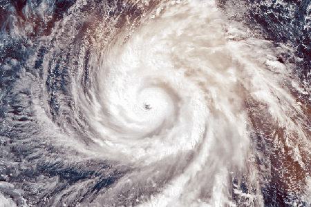 Satellite imagine of the eye of a storm.