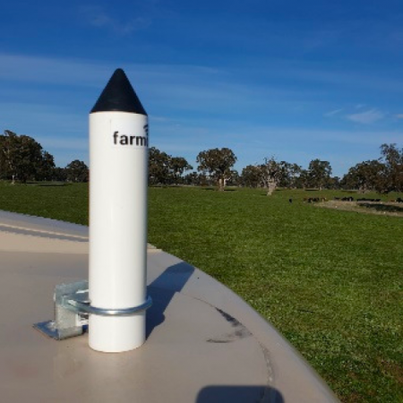 Tubular device sticking out of the top of a water tank