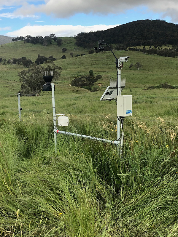 Soil probes at the edge of a field